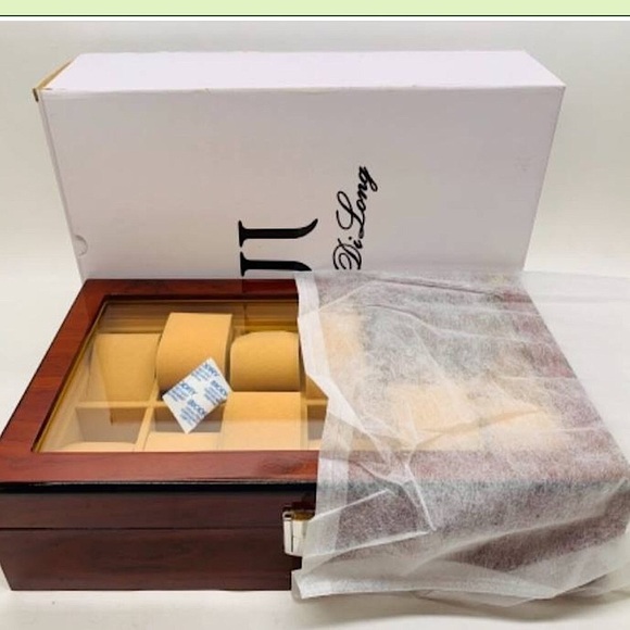 Solid Wood Jewelry Box With Glass Top GIFTABLE 14.5 x 8.25 x 3.25 New in… - Picture 4 of 7